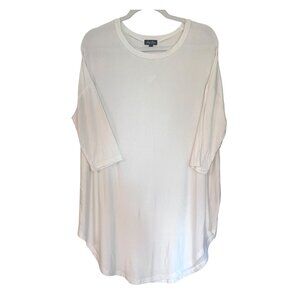 Anna Lane Cream Slouch Tunic L 3/4 Sleeves Relaxed Fit Mainstreet Collection